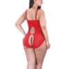 Lace Open Cup & Crotchless Teddy Red Qn - Image 2