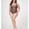Fishnet Strappy High Cut Leg Teddy Black 1x-2x