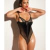 Fetish Frisky Fishnet & Vinyl Shelf Cup Peek A Boo Teddy Black Md - Image 4
