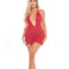 Pink Lipstick Love Bite Plunge Halter Dress Red O-s