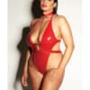 Fetish Submissive V-plunge Vinyl Teddy W-removable Chain Harness & Hand Red 1x-2x - Image 2