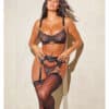 Azalea Underwire Embroidered Bra, Garter Belt & G-string Cheri Holiday-black Sm - Image 3