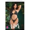Vibes Eat Me Flash Reactive Mushroom Print Halter Bralette w-Thong - Black M-L - Image 3