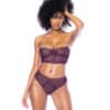 Underwire Bustier w-Removable Straps & High Waisted Thong 2 pc Set - Mulberry MD