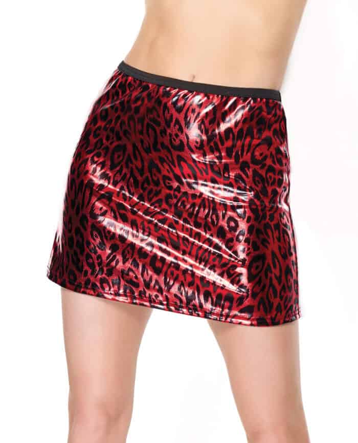 Darque Metallic Wet Look Skirt - Red-Black MD