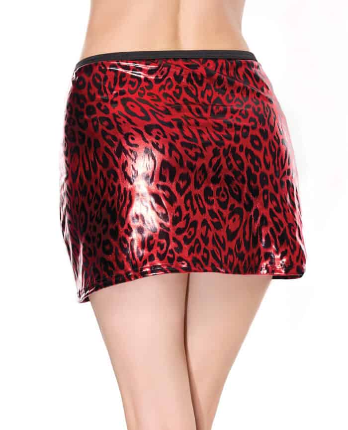 Darque Metallic Wet Look Skirt - Red-Black MD - Image 2