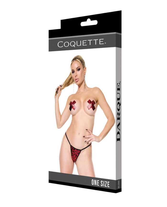 Darque Pasties w-G-String - Red-Black O-S - Image 3