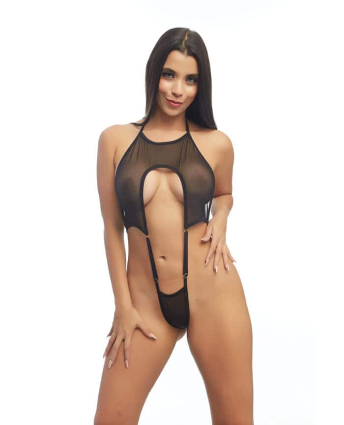 Femme X Halter Bodysuit - Black O-S