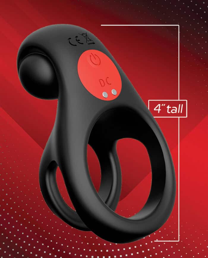 Massive Red Dot Cock Ring V2 - Black - Image 3