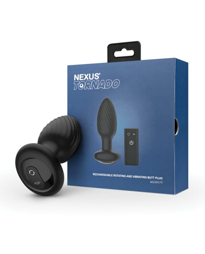 Nexus Tornado Rotating & Vibrating Medium Butt Plug w-Remote - Black