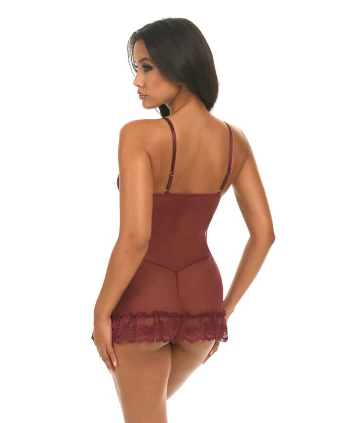 Valentine Lacey Babydoll w-G-String - Zinfandel SM - Image 2