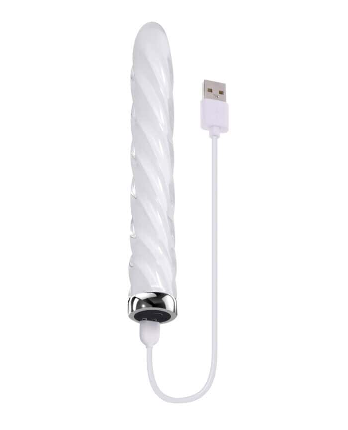 Playboy Pleasure In the Twist Glass Vibrator - White - Image 3