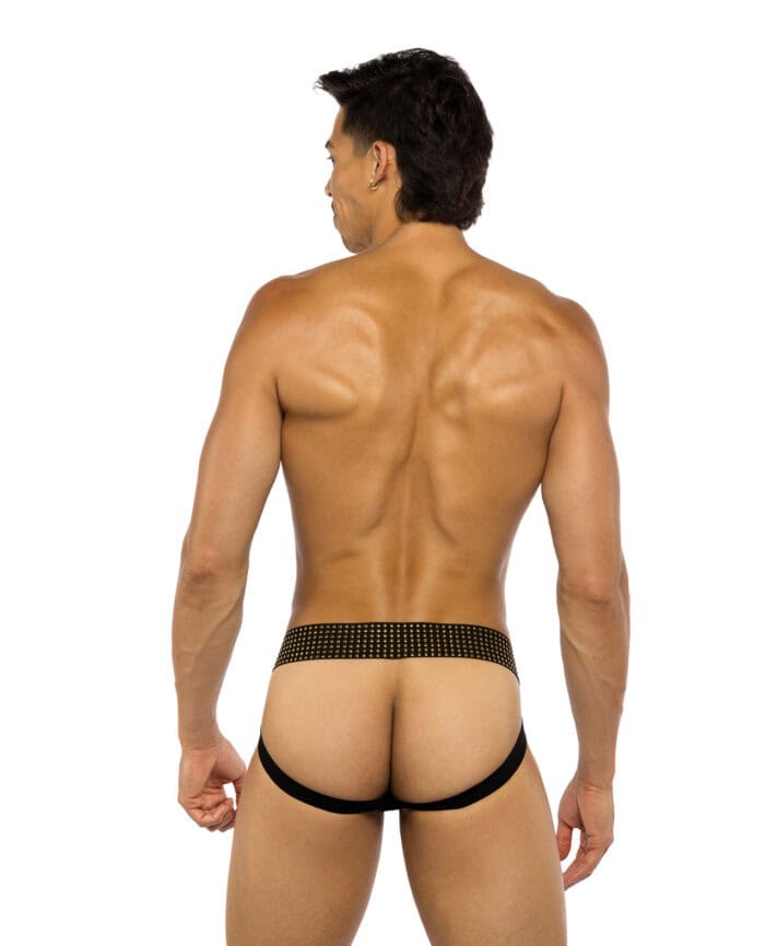 Sacred Heart Jockstrap w-Contoured Pouch & Studded Elastic Waist - Black XL - Image 2