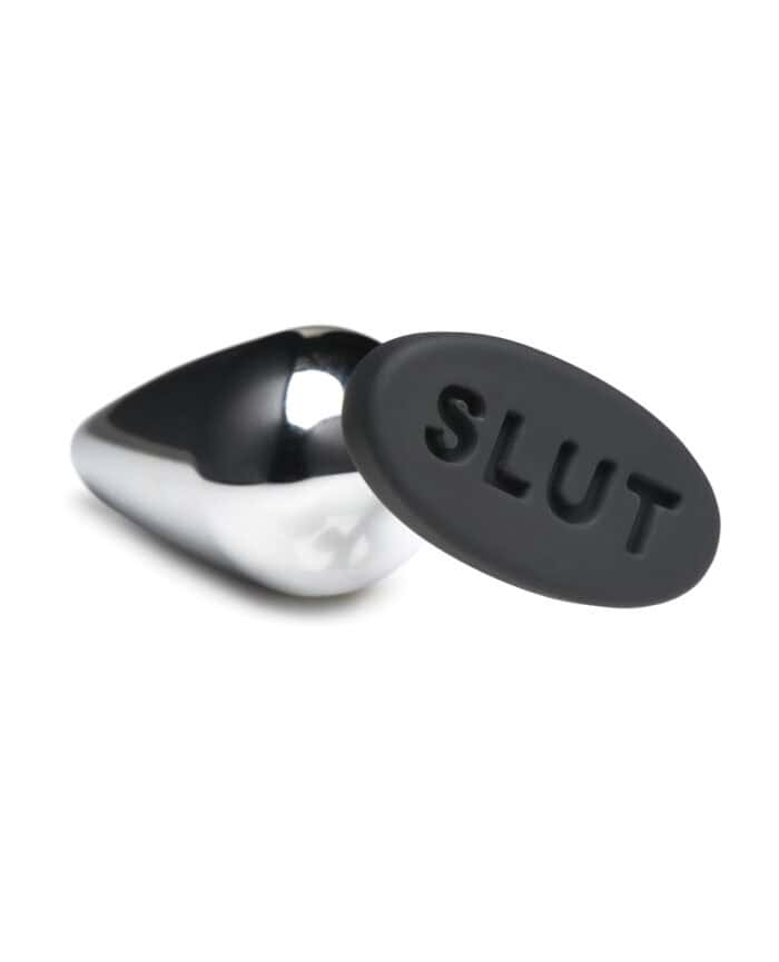 Master Series Butt Slut Metal & Silicone Butt Plug - Metal-Black - Image 3