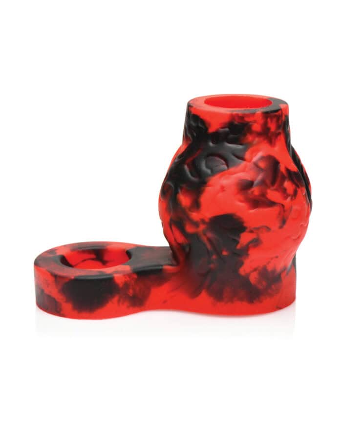 Creature Cocks Hell Bound Penis Sleeve & Ball Stretcher - Medium, Red-Black