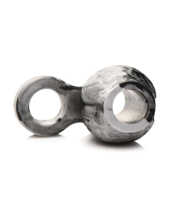 Creature Cocks Night Prowler Silicone Penis Sleeve & Ball Stretcher - Medium, Silver-Black - Image 3