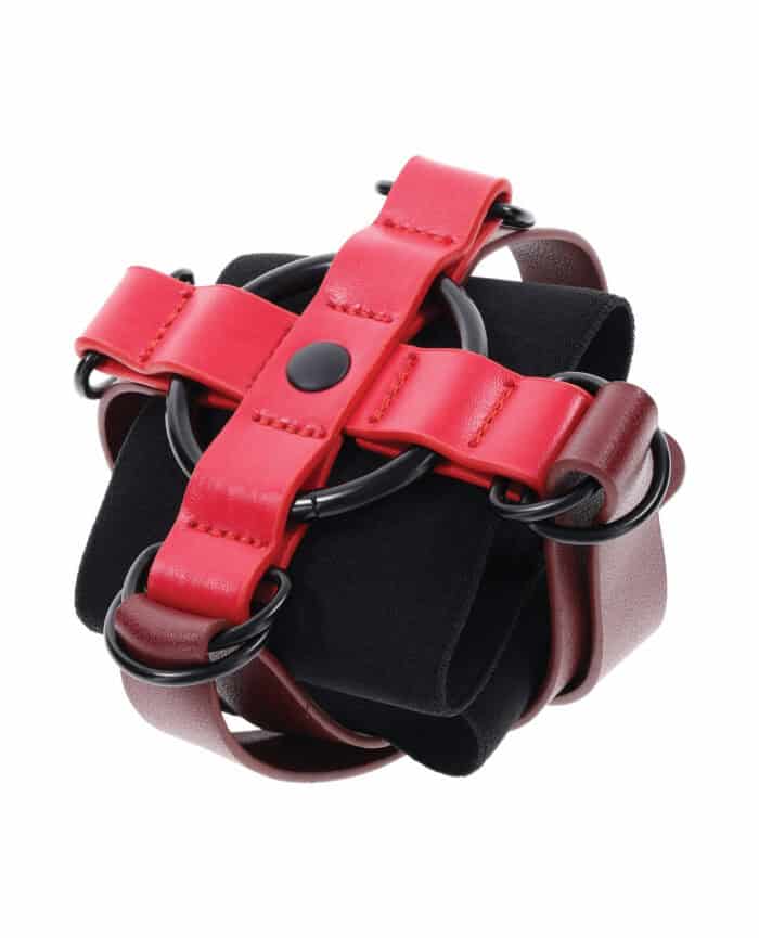 Sex & Mischief Ex's & Oh's Cross Cuffs - Red-Black - Image 5