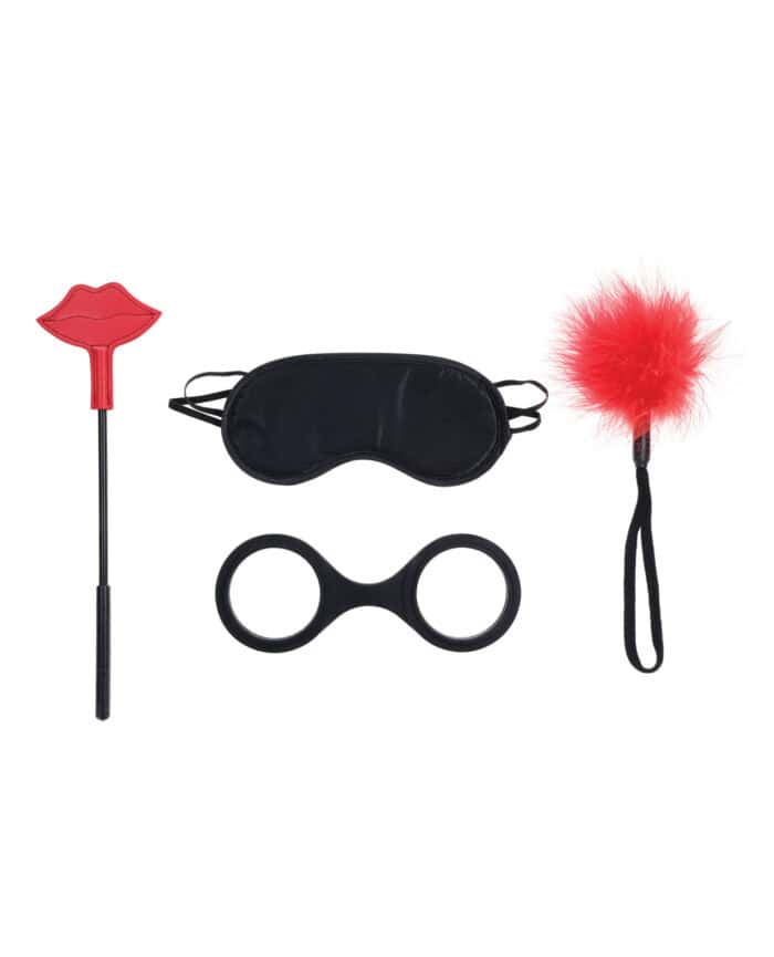 Sex & Mischief Ex's & Oh's Kiss Kit - Red-Black - Image 5