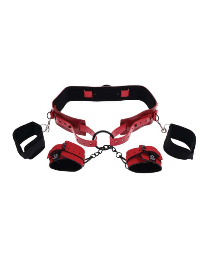 Sex & Mischief Ex's & Oh's Bound & Belted - Red-Black - Image 5