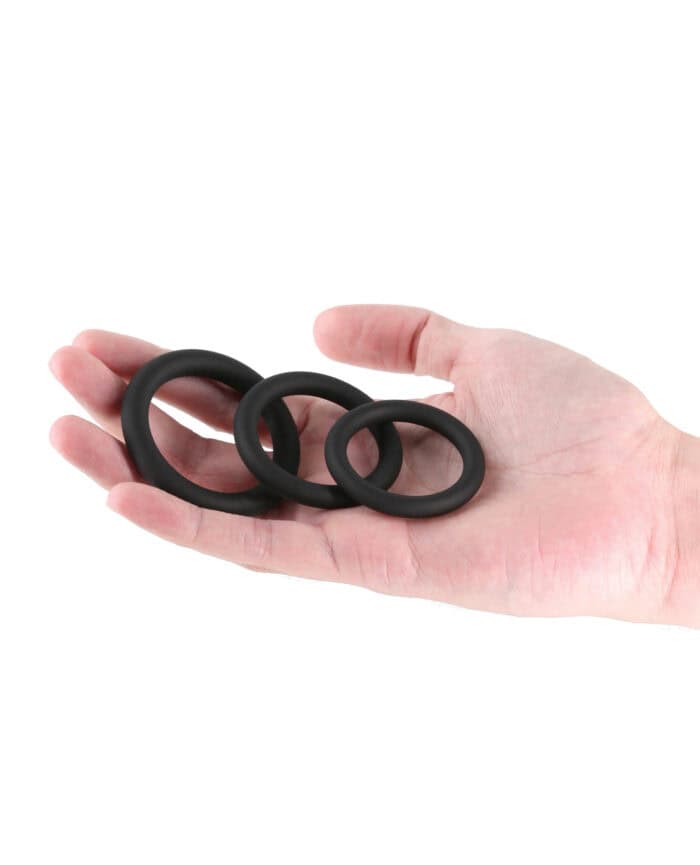 Renegade Slim Cock Rings - Black, 3 pc Set - Image 2