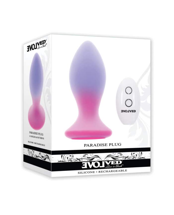 Evolved Paradise Plug Butt Plug w-Remote Control - Pink-Purple