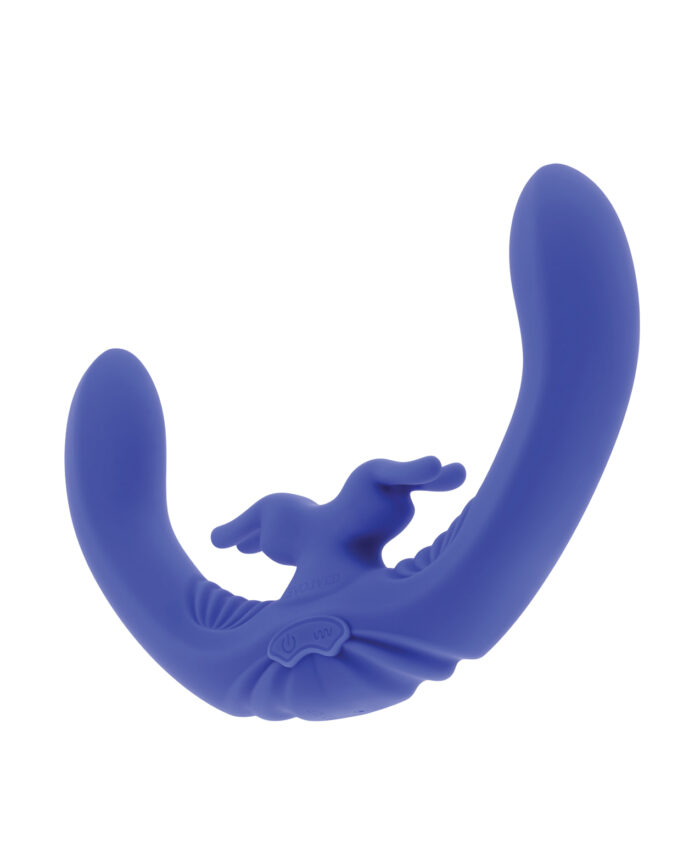 Evolved Lovebirds Curved Dual-Ended Rabbit Vibe w-Remote Control - Blue - Image 3